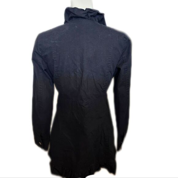 Stella Star, Black, Button Down, Ruffle, Pockets, Cotton, Trench Coat Jacket, M - Picture 3 of 6